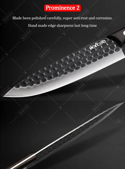 4PCS Stainless Steel Knife Set Professional Handmade High Quality Sharp Kitchenware Boning Meat Cleaver Fruit Knife with Covers