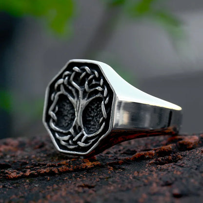 Stainless Steel Tree of Life Signet Ring