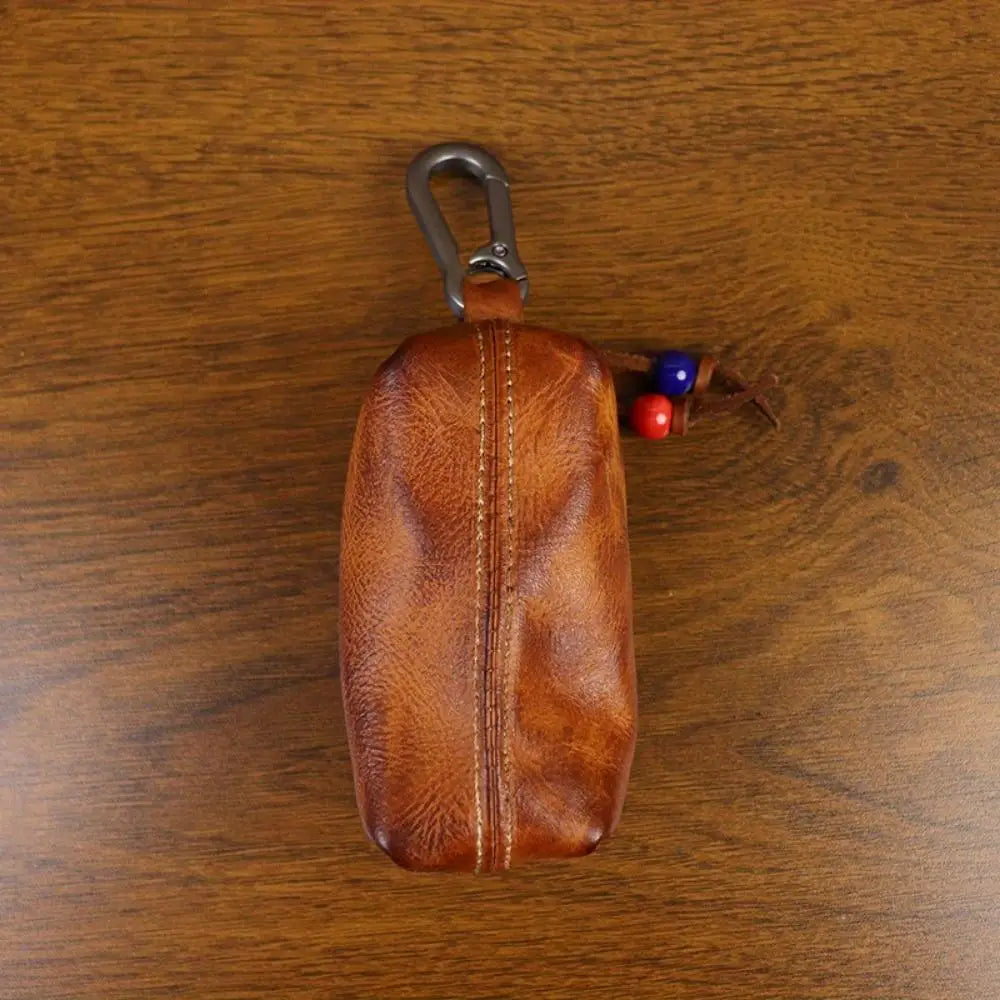 Hand-polished and leather key bag Men's retro waist hanging antique storage bag Cowhide key bag Viking wallet
