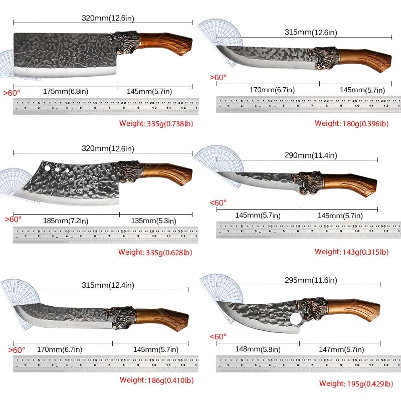 9PCS Professional Kitchen Chef Knife Set Stainless Steel Utility Knife Cutters Mini Knife Butcher Knife Boning Fish Pizza Cheese