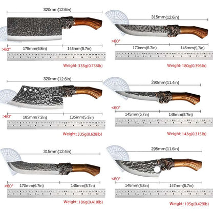 9PCS Professional Kitchen Chef Knife Set Stainless Steel Utility Knife Cutters Mini Knife Butcher Knife Boning Fish Pizza Cheese