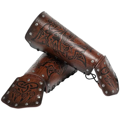 Medieval Arm Gauntlets Feather Viking Wrist And Hand Bracer Nordic Viking Style Hand Guard Costume For Playing Roles For Cosplay