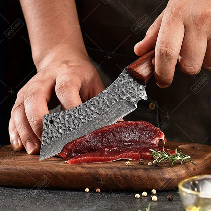 4 PCS Professional Kitchen Knife Handmade Forged Multipurpose Knife Stainless Steel Boning Cleaver Slicing Meat Fruit Wooden