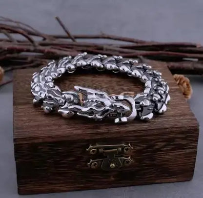New Viking Ouroboros vintage punk bracelet for men stainless steel fashion Jewelry hippop street culture with wooden box