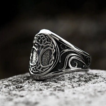 Stainless Steel Tree of Life Signet Ring