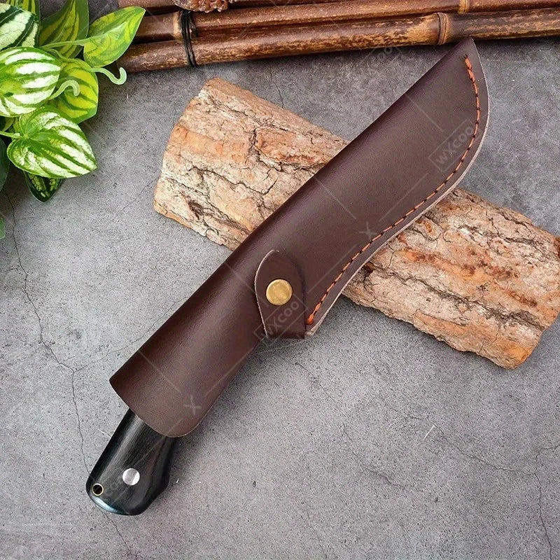 1PC Stainless Steel Knife Handmade Forged Knife Professional Outdoor Cooking Knife with Sheath Wooden Handle Meat and Fish
