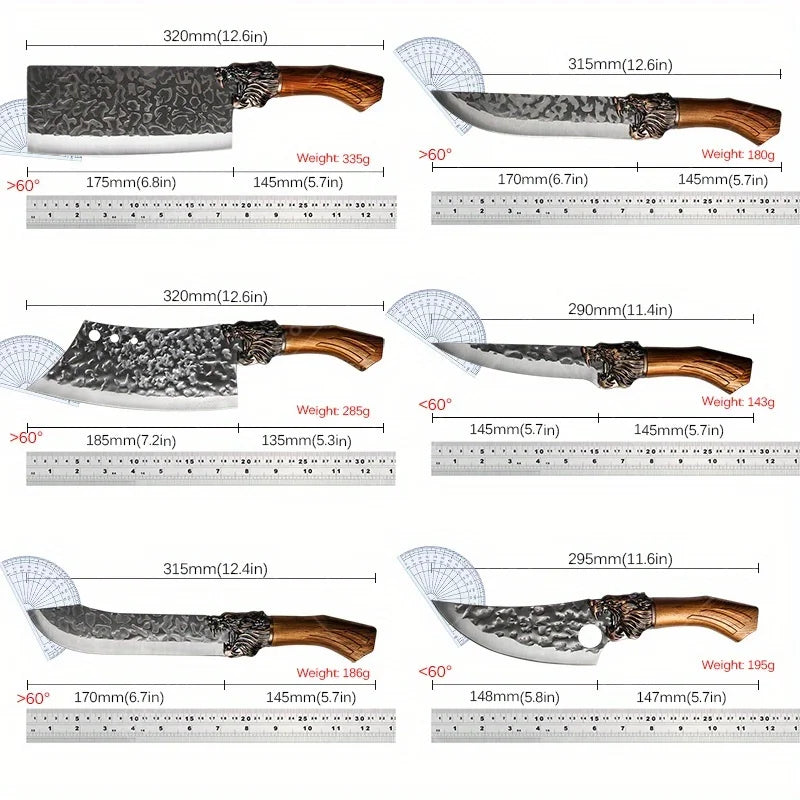 6Pcs Professional Kitchen Chef Knife Set Stainless Steel Utility Knife Boning Knife Butcher Knife Fish Knife Cutting Knife
