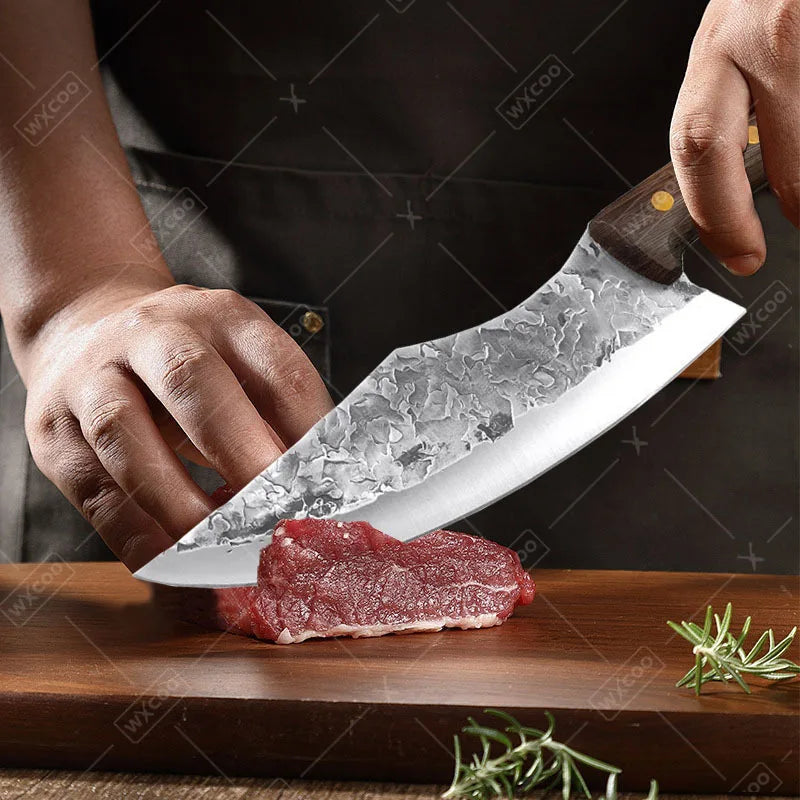 2PCS Professional Kitchen Chef Knife Set Forged Stainless Steel Boning Knife Multipurpose Butcher Knife Cooking Knife Cleaver