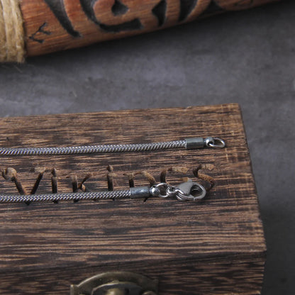 Stainless Steel 2cm Small Thor's Hammer Necklace - Wooden Box as Gift - Viking Necklace