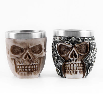 Unique Gothic Warrior Mug Without Handle Skeleton Skull Coffee Cup Strong Stability Heat Resistance for Home Bar Ornament