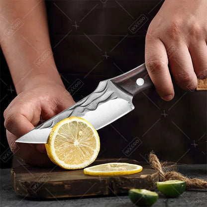 2pcS Kitchen Knife Stainless Steel Handmade Boning Cleaver Butcher Scissors Vegetable Fruit Bone Knife