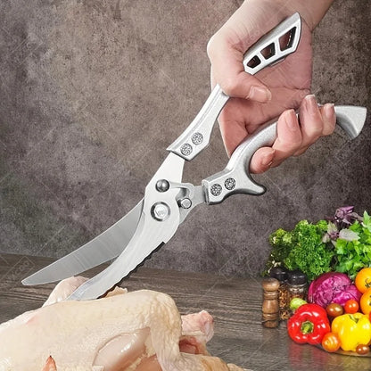 3 Pcs Professional Handmade Forged Knife Kitchen Utility Knife Cleaver Butcher Boning Chef Multipurpose Scissors Poultry Fish