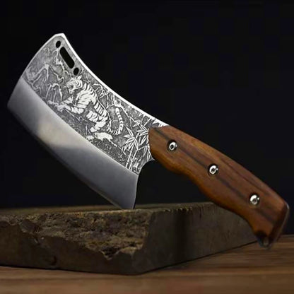 Knife Handmade Forged Machete 7Cr17 High Carbon Steel Integrated Wood Handle 8.5Inch Viking Knife