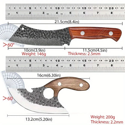 2 PCS Pocket Knife Hand Forged High Carbon Steel Kitchen Knives Multipurpose Cooking Knives Stainless Steel Butcher Boning