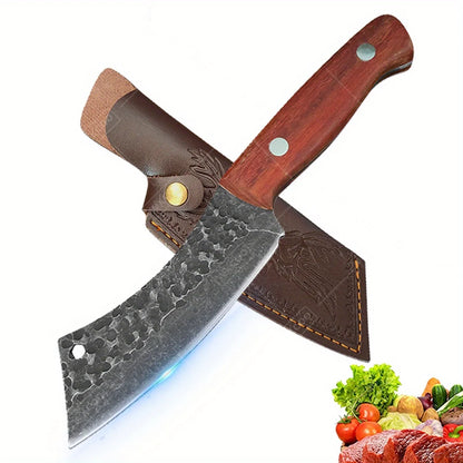 1PC Forging Boning Knife Stainless Steel Small Pocket Knife Barbecue Cleaver Outdoor Meat Cooking Wood Handle