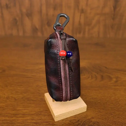 Hand-polished and leather key bag Men's retro waist hanging antique storage bag Cowhide key bag Viking wallet