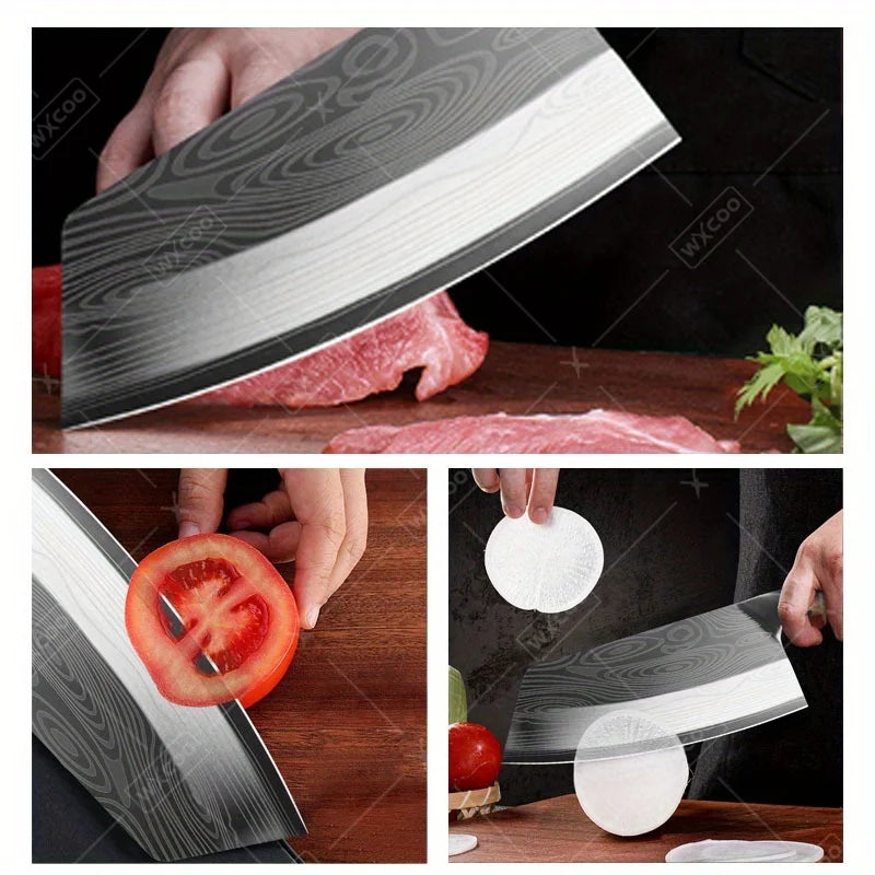 3Pcs Multipurpose Knife Small Pocket Kitchen Chef Knife High Carbon Steel Boning Slicing Mini Knife Stainless Steel Santoku