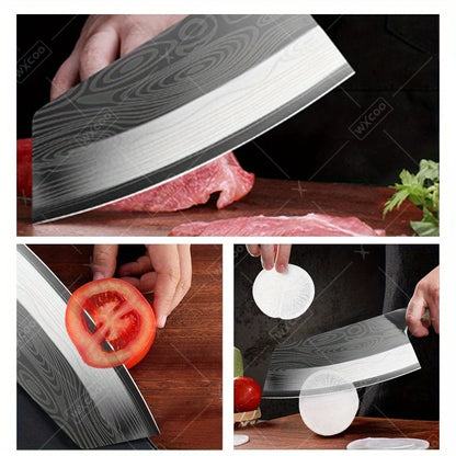 3Pcs Multipurpose Knife Small Pocket Kitchen Chef Knife High Carbon Steel Boning Slicing Mini Knife Stainless Steel Santoku