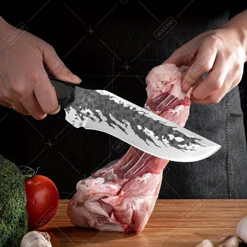 2PCS Stainless Steel Knife Handmade Forged Cleaver Boning Fish Barbecue Camping Outdoor Kitchen Knife