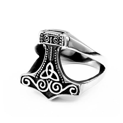 Viking Thors Hammer Stainless Steel Nordic Odin Rune Rings