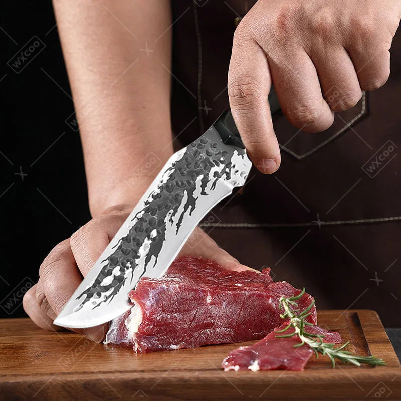 2PCS Stainless Steel Knife Handmade Forged Cleaver Boning Fish Barbecue Camping Outdoor Kitchen Knife
