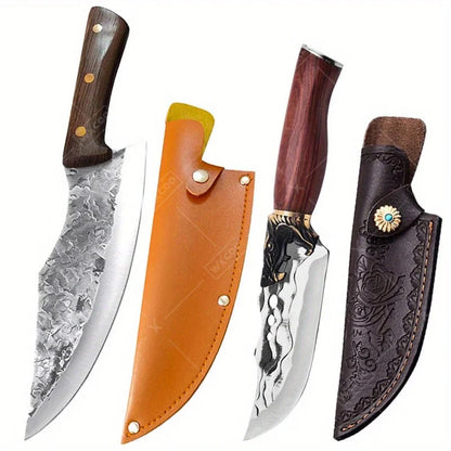 2PCS Professional Kitchen Chef Knife Set Forged Stainless Steel Boning Knife Multipurpose Butcher Knife Cooking Knife Cleaver