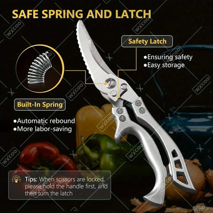 8PCS Professional Kitchen Chef Knife Set Forged Stainless Steel Utility Boning Vegetable Fish Cutting Butcher Scissor for Meat