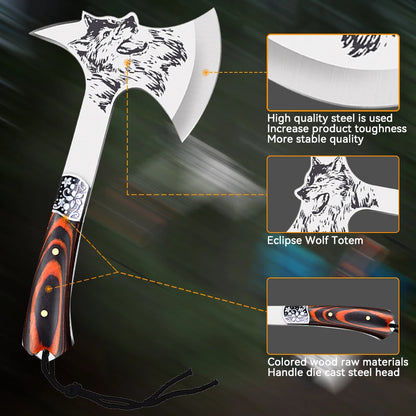 High Hardness Stainless Steel Survival Axe Multi-function Outdoor Camping Tactical Wolf-head Axe Hunting Tools Portable Tomahawk