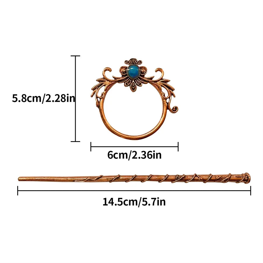 New Gothic Retro Cow Skull Skeleton Moonstone Hair Clips Hairpins for Women Fashion Deer Horn Hair Stick Hair Styling Tools