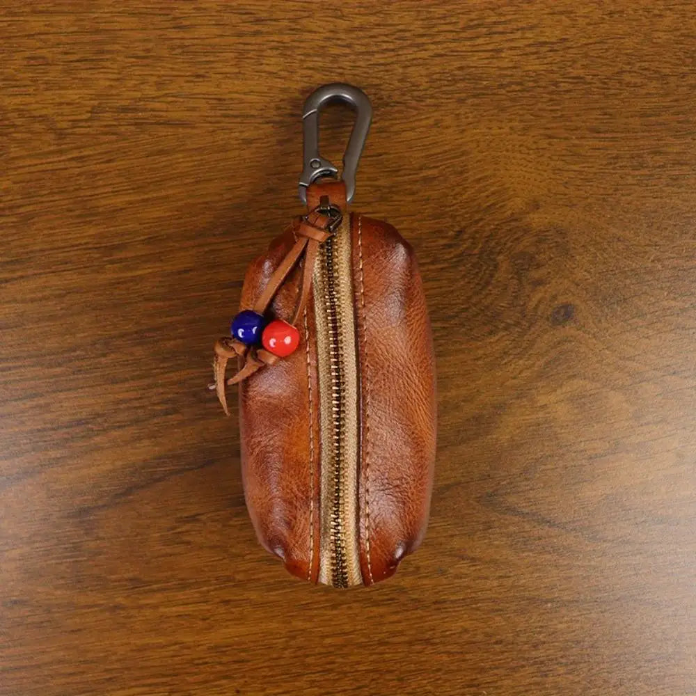 Hand-polished and leather key bag Men's retro waist hanging antique storage bag Cowhide key bag Viking wallet