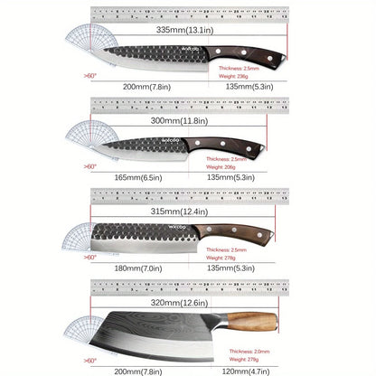 4PCS Kitchen Chef Knife Set Multipurpose Cooking Knife Stainless Steel Boning Barbecue Vegetable Chopper Cutting Utility Outdoor