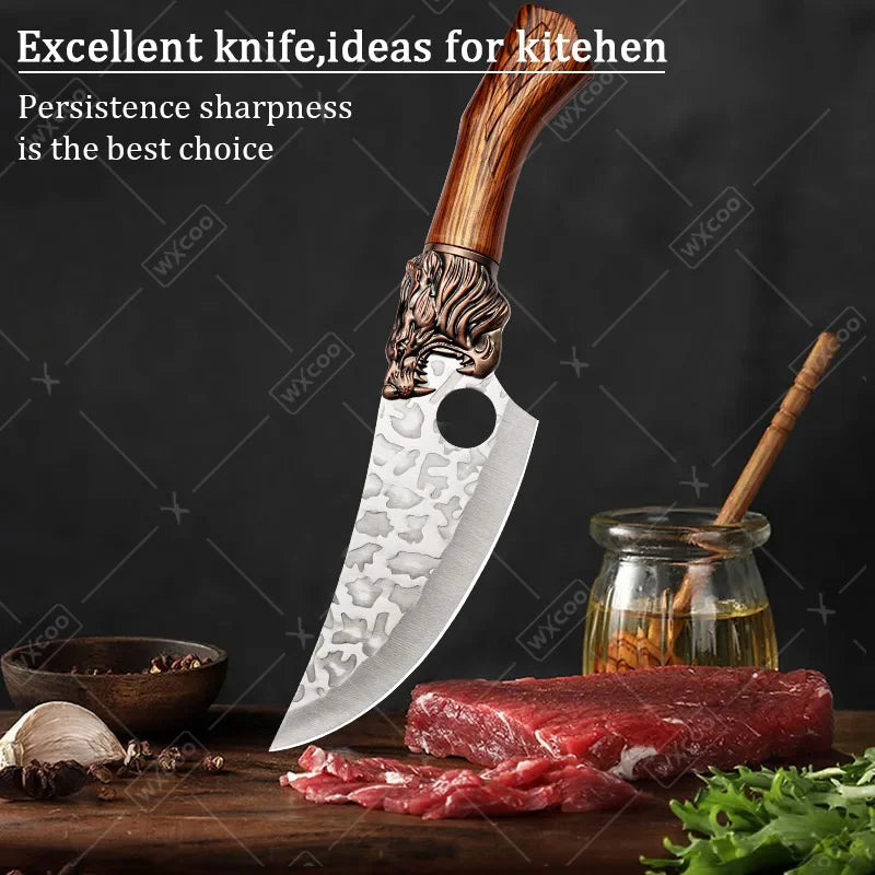 6PCS Professional Kitchen Chef Knife Set Stainless Steel Boning Knife Forged Butcher Knife Utility Knife Vegetable Chopper Meat