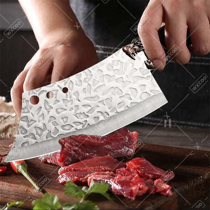 6PCS Professional Kitchen Chef Knife Set Handmade Forged Stainless Steel Meat Cleaver Utility Boning Vegetable Chopper Cutting