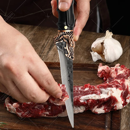 1/5/6PCS Handmade Chef Knife Set Stainless Steel Kitchen Knives Professional Multipurpose Beef Boning Sashimi Utility Cutting