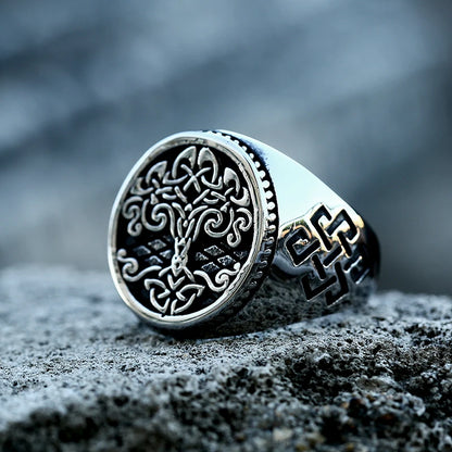 Stainless Steel Tree of Life Signet Ring