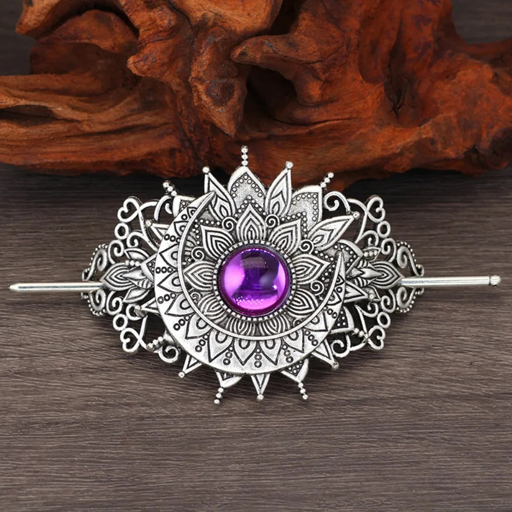 4PCS Triple Moon Celtic Knot Hair Clip Vintage Hollow Moon Hair Clip Barrette Jewelry for Women