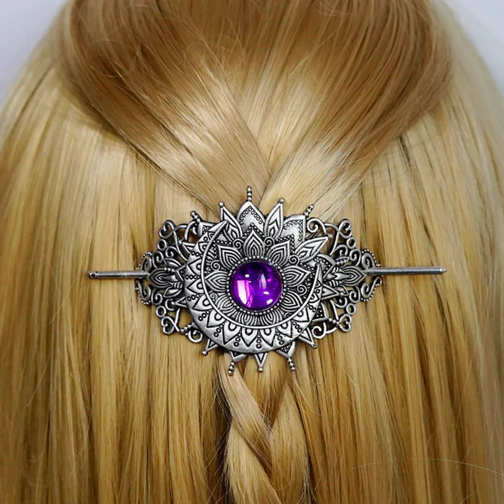 4PCS Triple Moon Celtic Knot Hair Clip Vintage Hollow Moon Hair Clip Barrette Jewelry for Women