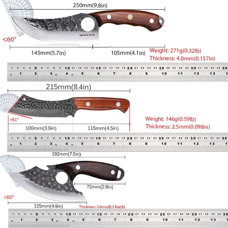 9PCS Professional Kitchen Chef Knife Set Stainless Steel Utility Knife Cutters Mini Knife Butcher Knife Boning Fish Pizza Cheese