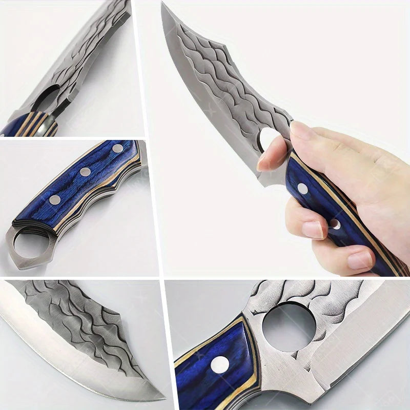 1 PC Stainless Steel Professional Kitchen Knife Handmade Forged Boning and Slicing Cleaver with Wooden Handle