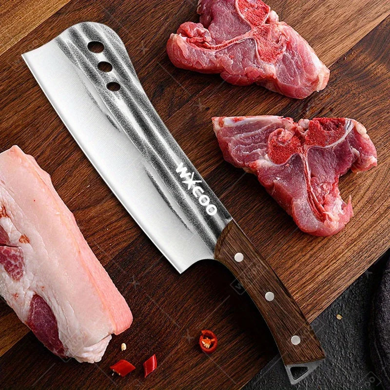 1 PC/3 PCS Stainless Steel Meat Cleaver Sharp Boning Knife Kitchen Utility Knife Handmade Forged Multipurpose Tool Wooden Handle