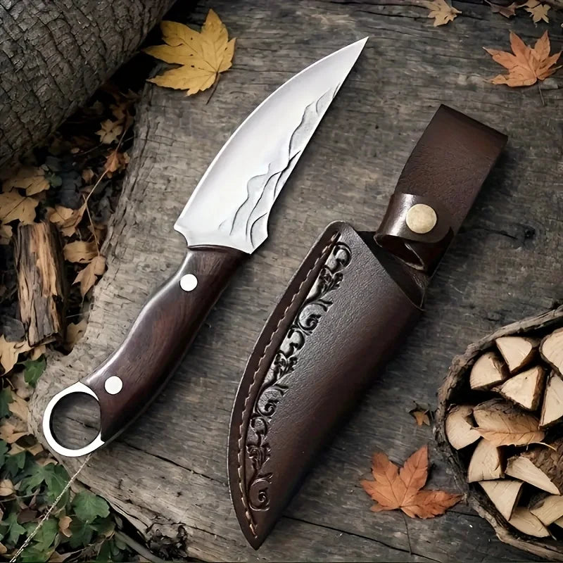 Kitchen knives, boning knife, boning knife with scabbard,  Outdoor darling, Hand-Forged Hammered Knife