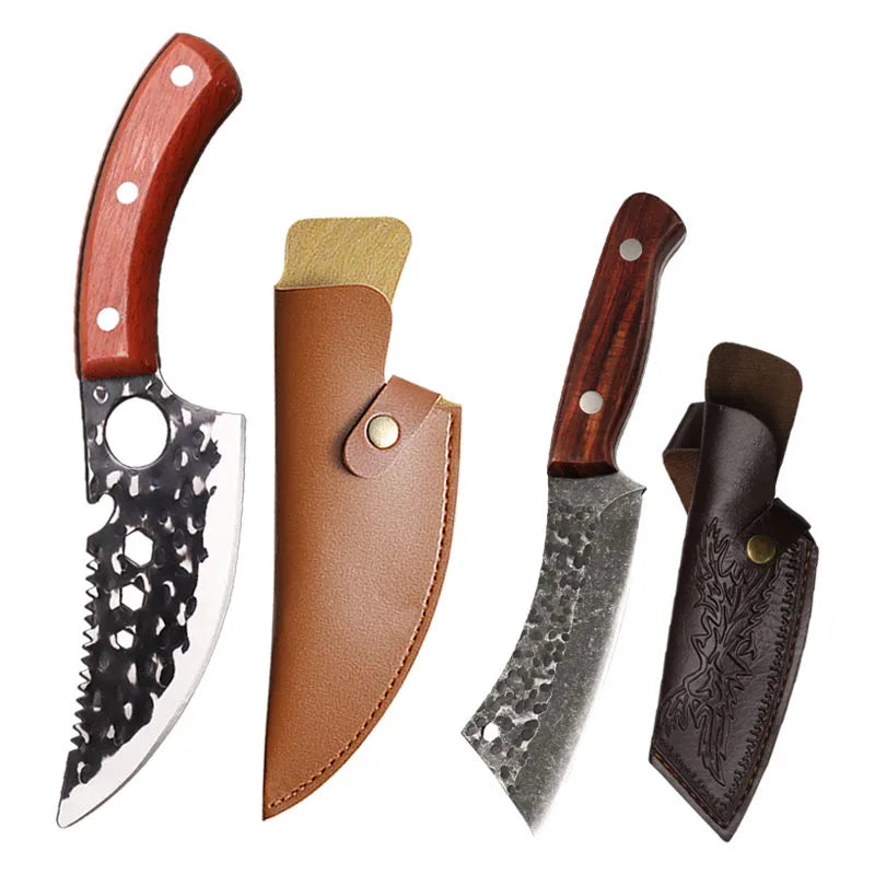 2 PCS Stainless Steel Kitchen Knife Set Mini Butcher Paring Cleavers Multipurpose Hand Forged Utility Cutters for Kitchen