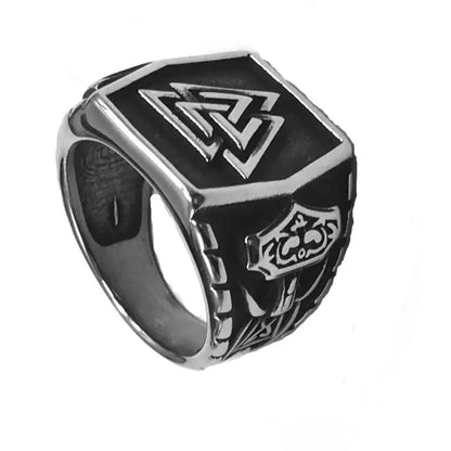 Nordic viking rune valknut thor hammer Mjolnir Ring stainless steel amulet ring