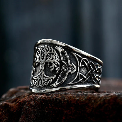 Stainless Steel Tree of Life Signet Ring