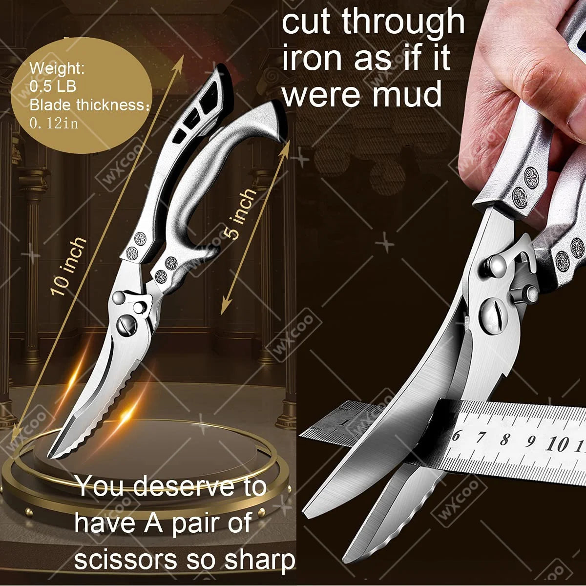 8PCS Professional Kitchen Chef Knife Set Forged Stainless Steel Utility Boning Vegetable Fish Cutting Butcher Scissor for Meat