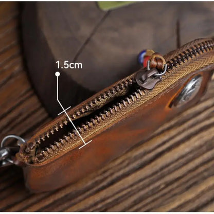 1pc Viking Sporran Portable Bourbon Brown Handcrafted Thick Leather Waist Bag Change Holder Keychain Coin Purse Wallet for Men