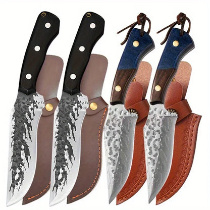 2PCS Stainless Steel Knife Handmade Forged Cleaver Boning Fish Barbecue Camping Outdoor Kitchen Knife