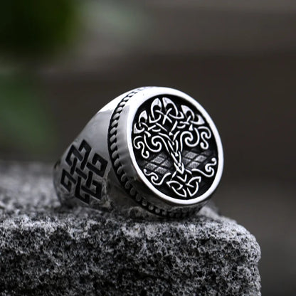 Stainless Steel Tree of Life Signet Ring