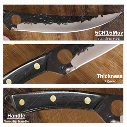1 PC High Carbon Steel Boning Knife Kitchen Chef Knife Professional Multipurpose Cutting Knife With Sheath For Barbecue Cooking