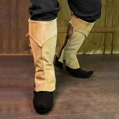 Pirate Boots Covers | Faux Leather Steampunk Boots | Medieval Renaissance Over The Shoe Black Accessories For Men And Women